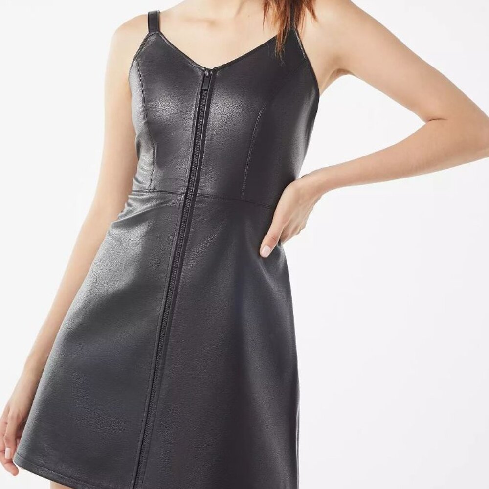 NWT Loretta Faux Leather Zip Dress- Urban Outfitters